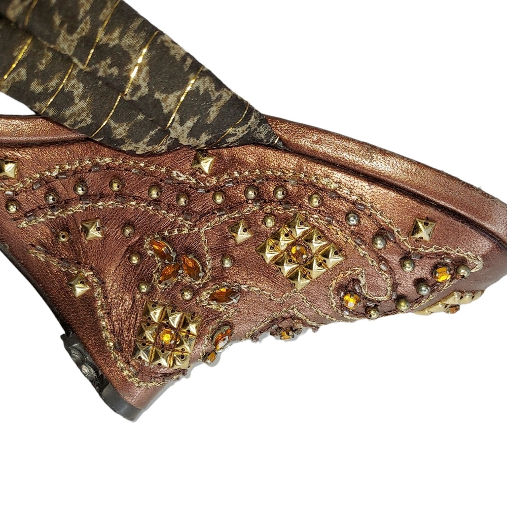 ColeHaan Embellished Wedge Sandals Size 10 - Picture 6 of 16
